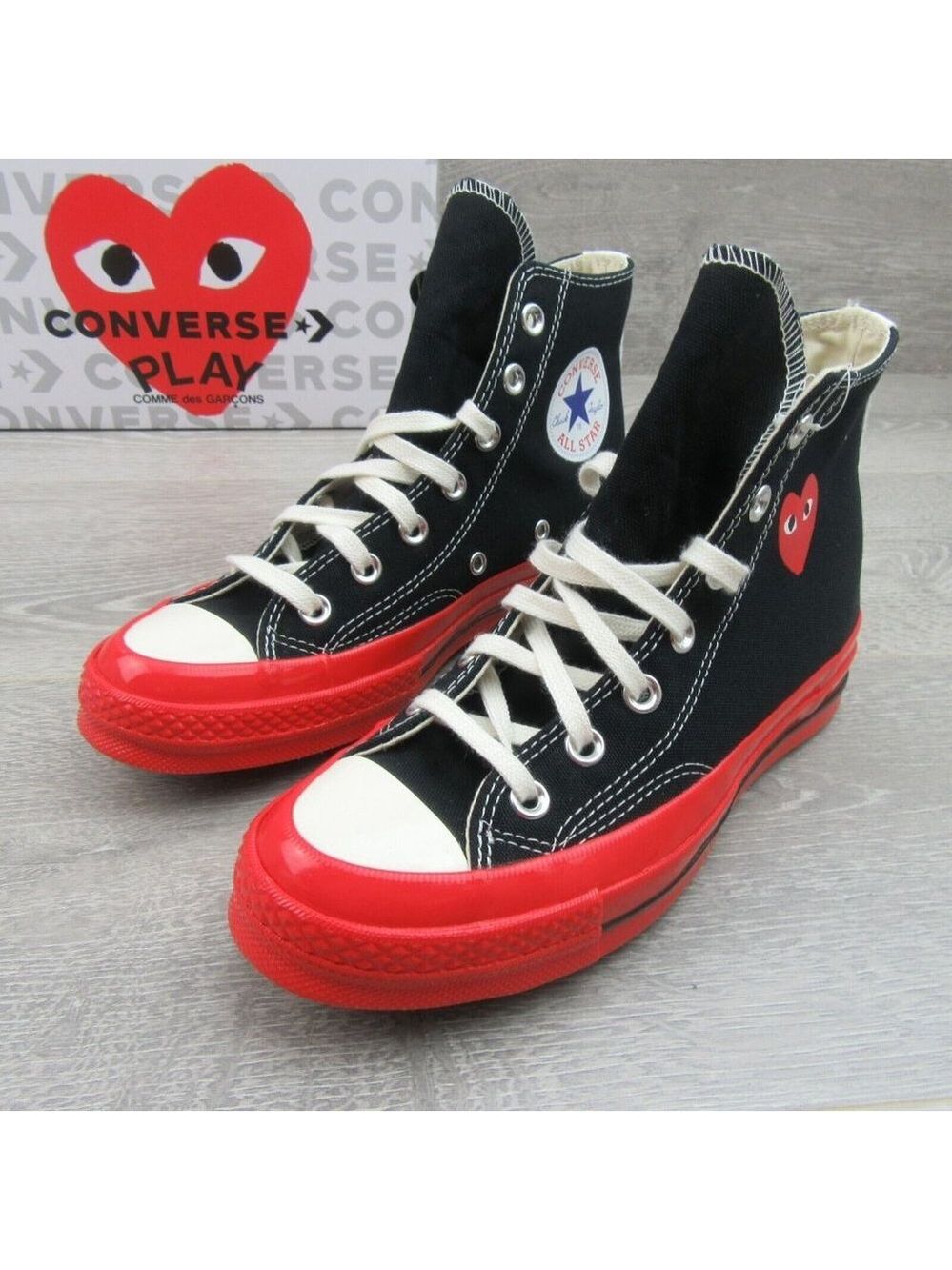 Converse x Chuck 70 HI Comme des Garcons CDG PLAY Sneakers Mens 5 / Womens 7 NEW - Picture 4 of 14